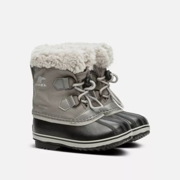 Child's Nylon Waterproof Yoot Pak Boot by Sorel Size 8 Snow Booties Black/Gray - Picture 1 of 10